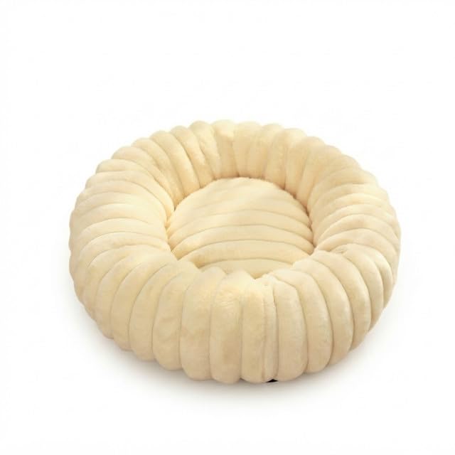Yellow Round Dog Bed for Small/Medium Dogs 15" Diameter Fall & Winter Cozy