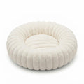 White Round Dog Bed for Small/Medium Dogs 15" Diameter Fall & Winter Cozy