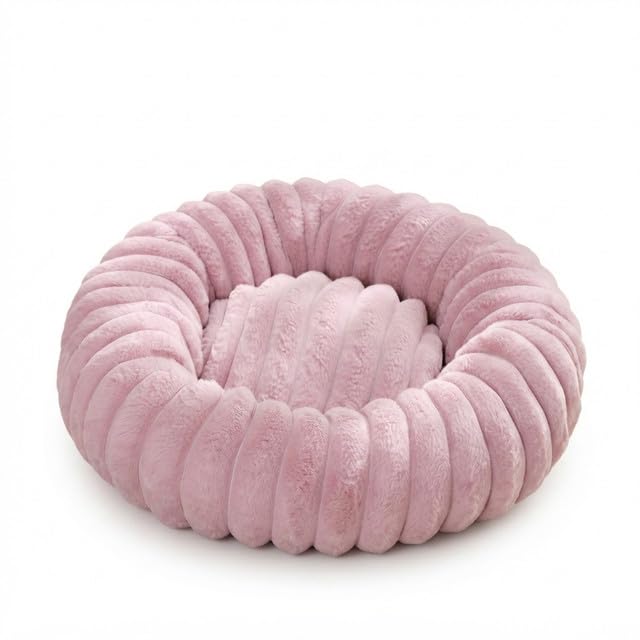 Soft Rose Round Dog Bed for Small/Medium Dogs 15" Diameter Fall & Winter Cozy