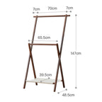 Space Saving Pet Clothes Garment Rack Foldable Wooden Dog Clothing Rack Baby Kids Clothes Rack Double Pole Dress Up Rack Entryway Bedroom (Size : 70cm)