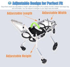 Adjustable 4-Wheel Dog Wheelchair for Small, Medium, Large Breeds - Full Support Mobility Aid for Disabled Pets - XS Size, Dog Breeds