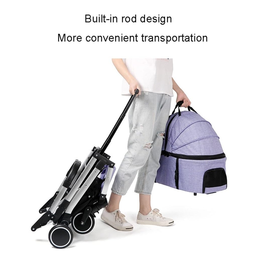 Pet Strollers Pet Stroller Four-Wheel Small and Medium-Sized Dog Stroller Cradle Detached Stroller Outdoor Pet Stroller Pet Stroller Medium(Black)