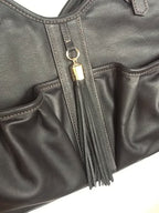 Metro Couture All Leather with Tassel Dog Carrier, Midnight, Small