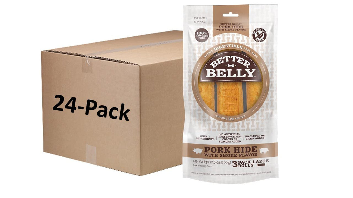 Better Belly Pork Hide Small Roll Highly Digestible Dog Treats, 20 Count