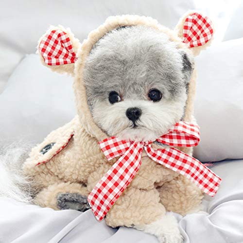 Winter Dog Clothes Hoodie Coat Four-Legged Cotton Coat Thicken Warm Clothes for Small Dogs Jacket Coat Puppy Sweater Dogs Pets (Color : Beige Size : Medium) (Beige XX)