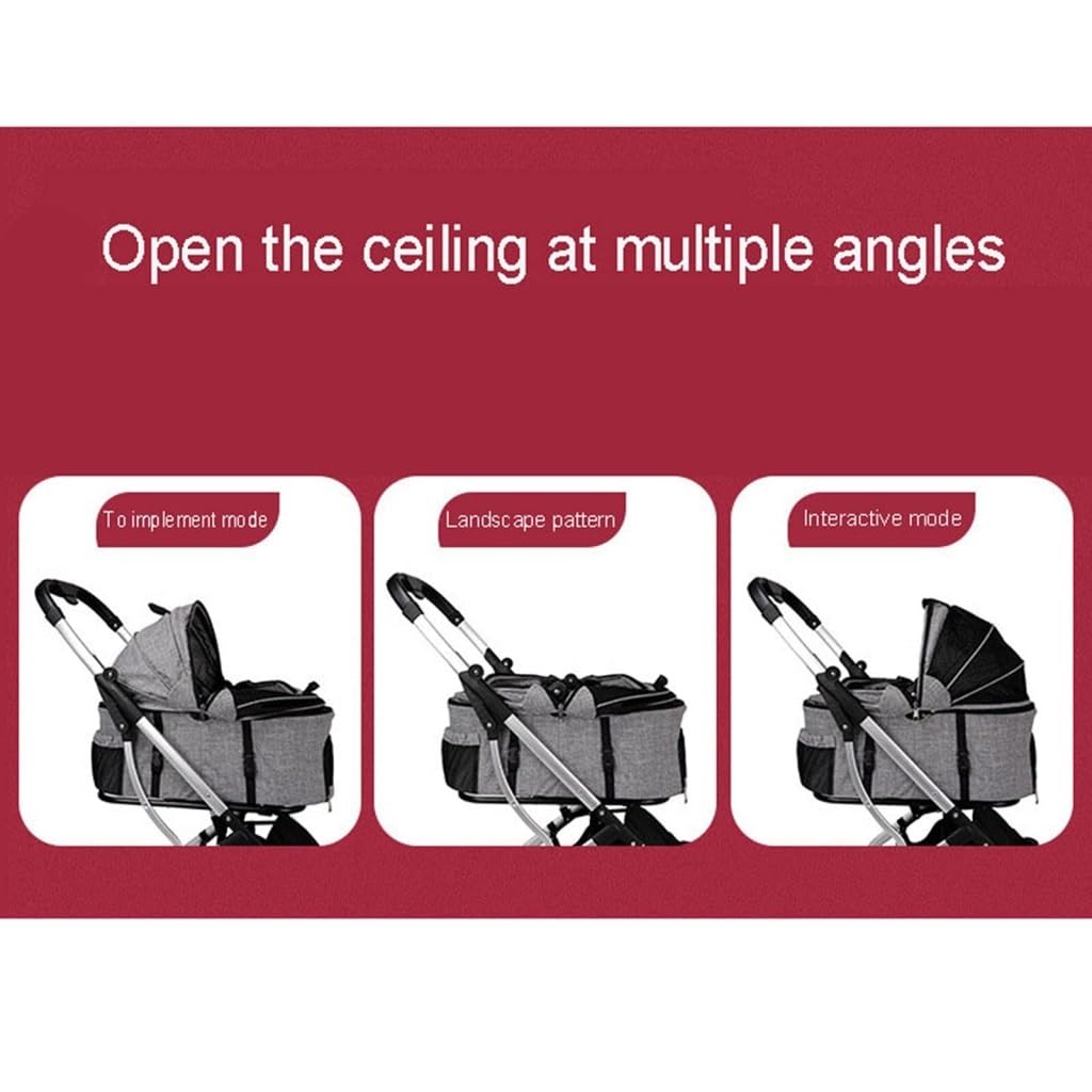 Pet Strollers Pet Stroller Four-Wheel Small and Medium-Sized Dog Stroller Cradle Detached Stroller Outdoor Pet Stroller Pet Stroller Medium(Black)