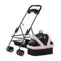 Pet Stroller for Small Medium Dog Cat 3-in-1 Detachable Puggy Carrier Bag Car Seat All-Round Visible and Breathable Windows for Wider Vision Easy One-Hand Fold Up to 12 Kg / 26 Pounds ( Color : Pink )