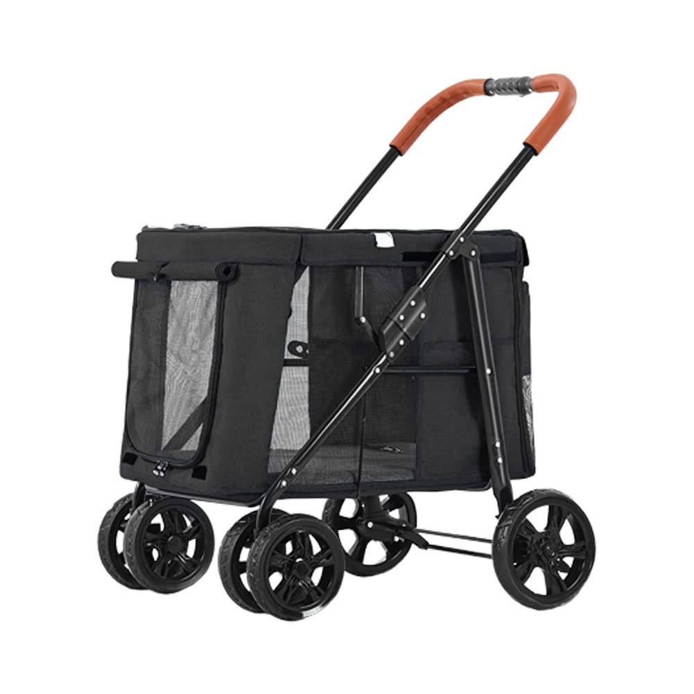 Removable Pet Stroller for Large Medium Dogs Cats Heavy Duty Dogs Strolling Cart with Front Entry Durable Cat Travel Carrier for Walks Jogging Max. Loading 30 Kg / 66 Lbs (Color : Black)