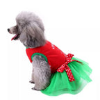 Pet Autumn Winter Polyester Mesh Dress Christmas Pattern Warm Breathable Costume for Small Medium Dogs (Color : Green Size : S Code) (Green L code)