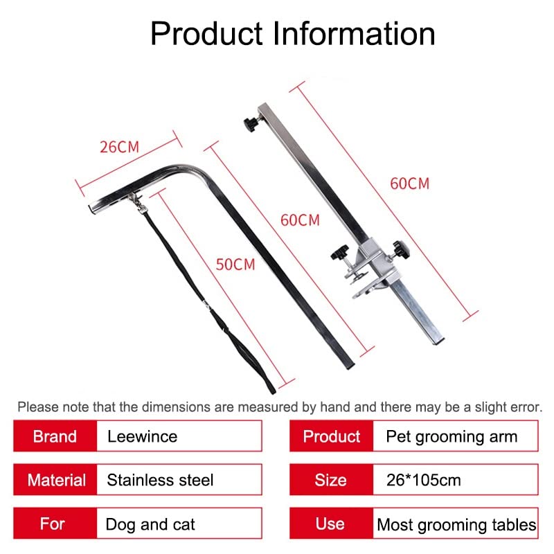 105cm Pets Grooming Bracket with Sling Adjustable Steel Suspender Grooming Table Arm Support Dog Cat Holder for Bath Desk