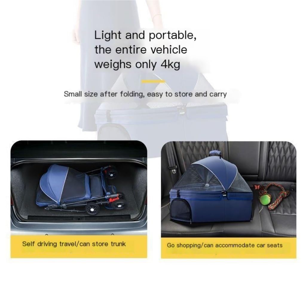Pet Strollers Animal Stroller Pet Stroller Dog Cat Teddy Baby Stroller Pet Dog Stroller Lightweight Detachable Cage Folding Pet Stroller Medium(G,A)