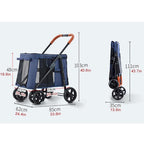 Pet Travel Stroller Foldable Cart Carriage Dog Strollers for Large Dogs, Pet Dog Stroller Folding Large Space Dog Pram Pushchair Luxury Multi Carrier for Cat Dog and More (Grey a)
