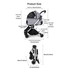 Pet Strollers Pet Stroller Four-Wheel Small and Medium-Sized Dog Stroller Cradle Detached Stroller Outdoor Pet Stroller Pet Stroller Medium(Black)