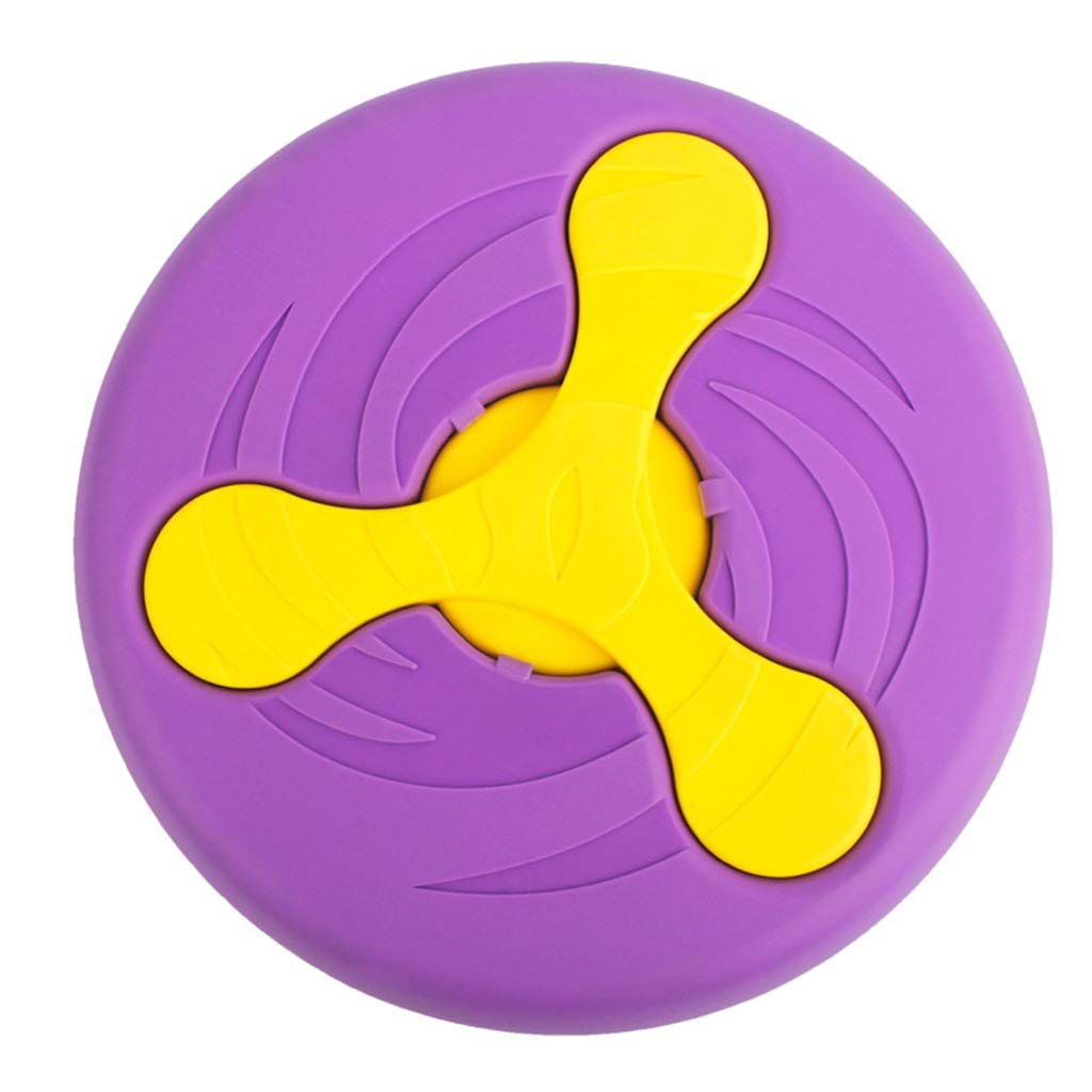 Separable Dog Flying Disc Multi-Use Floatable Soft Rubber Durable Interactive Dog Toys Chew Nontoxic Safe Puppy Game (Purple)