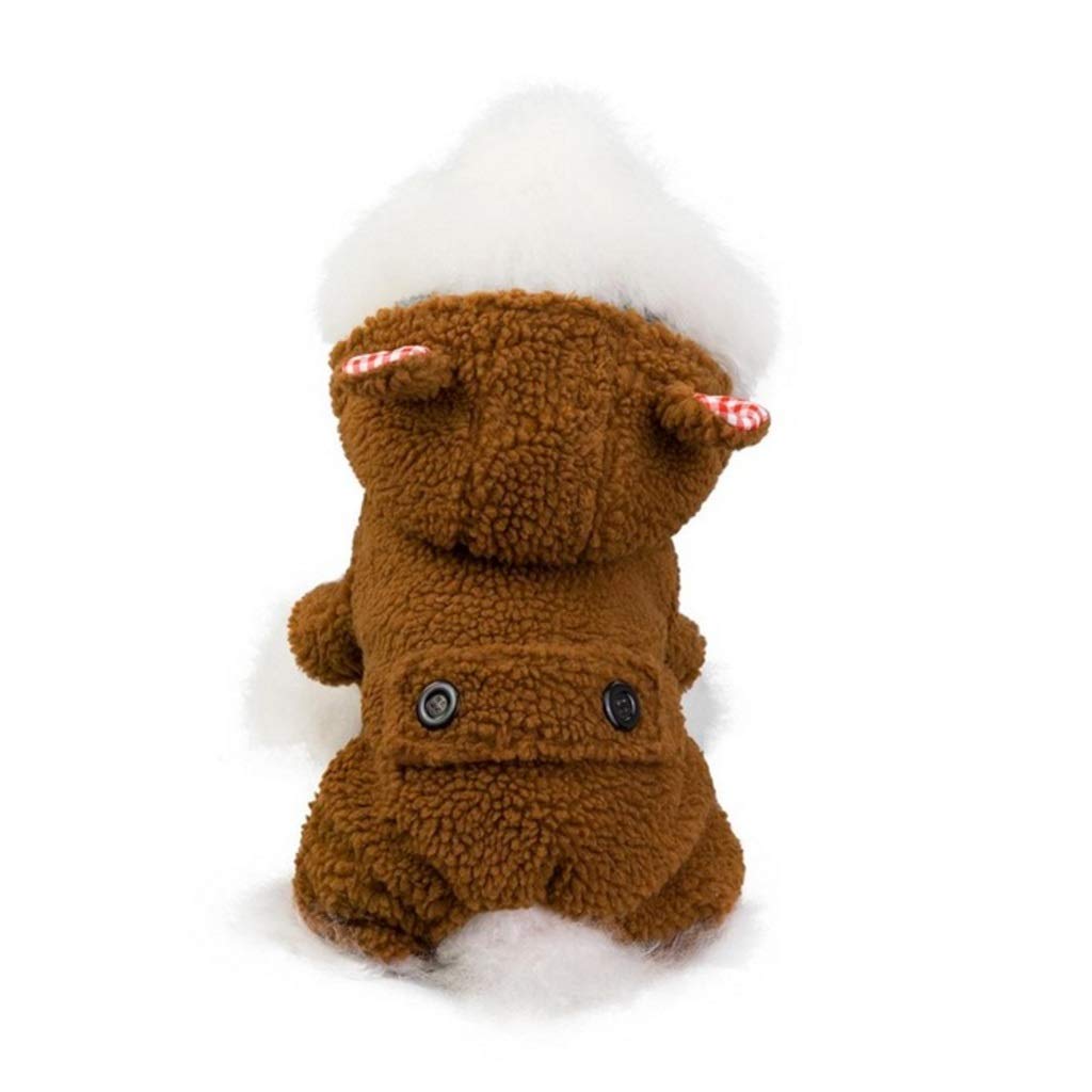 Winter Dog Clothes Hoodie Coat Four-Legged Cotton Coat Thicken Warm Clothes for Small Dogs Jacket Coat Puppy Sweater Dogs Pets (Color : Beige Size : Medium) (Brown XX)