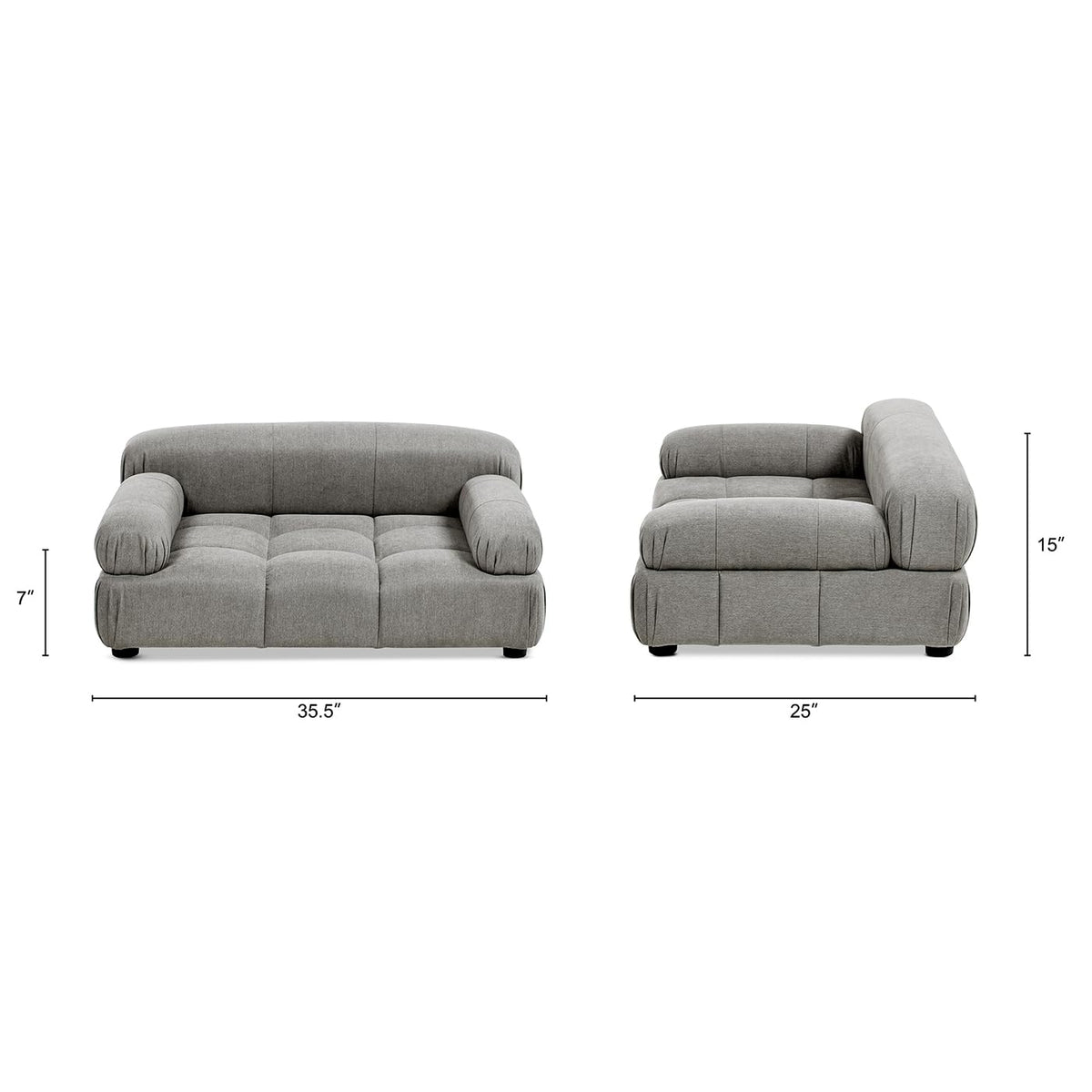 Marcel Upholstered Modern Pet Bed, Small to Medium Dog or Cat Uptown Gray Performance Velvet