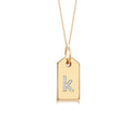 14k Solid Gold Custom Diamond Letter Initial Dog Tags, Custom Name Letter Date Engrave Dog Tag Pendant, Personalized Engravable Dog Tag Necklace, Solitaire Birthstone Dog Tag Necklace