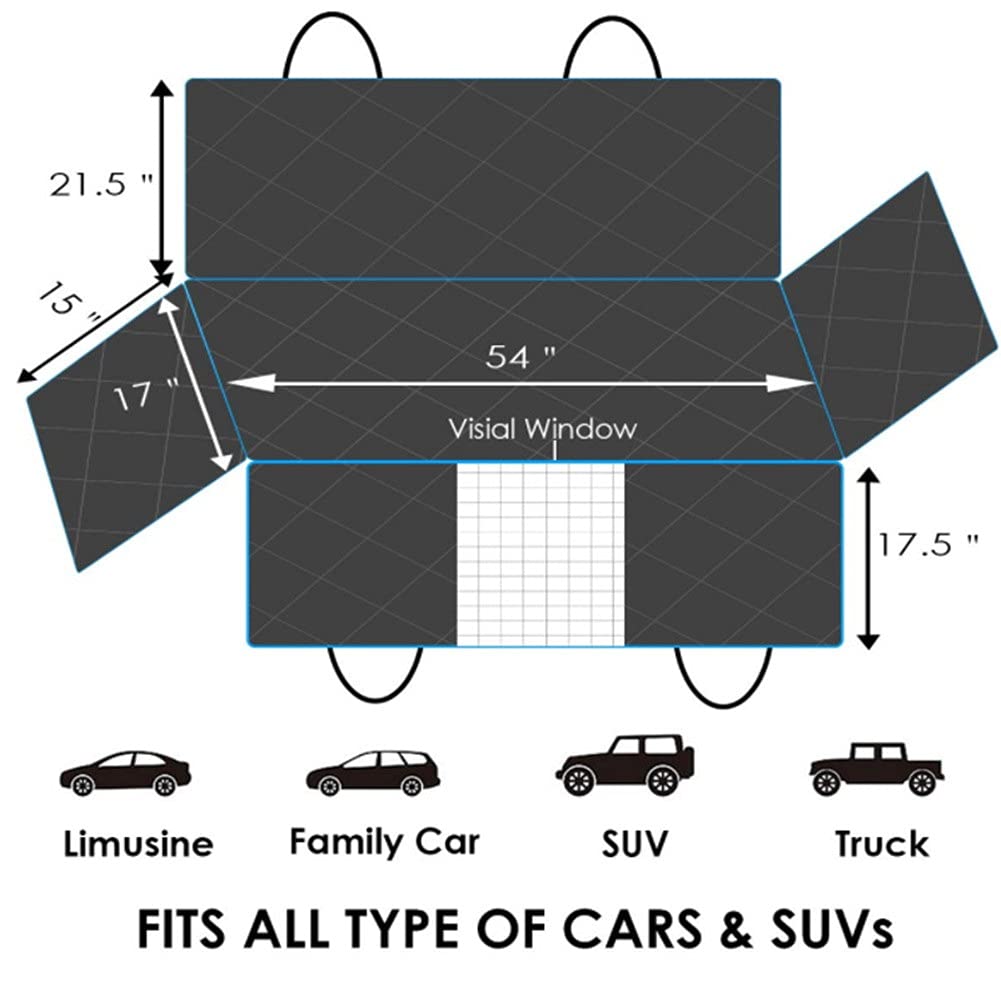 Waterproof Pet Carrier Car Rear Back Seat Dog Car Seat Cover Mat Hammock Cushion Protector Black