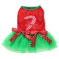 Pet Autumn Winter Polyester Mesh Dress Christmas Pattern Warm Breathable Costume for Small Medium Dogs (Color : Green Size : S Code) (Green L code)