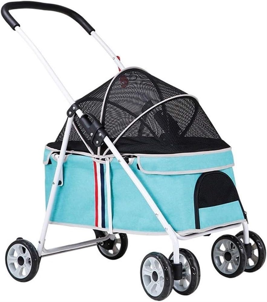 Foldable Stroller Zipperless Entry Dog Prams Pushchairs with Adjustable Awning, Small Dog Pram Pet Stroller for Cats/Dogs, Dog Strollers for Small Medium Dogs Within 20kg(Black a)