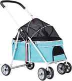 Foldable Stroller Zipperless Entry Dog Prams Pushchairs with Adjustable Awning, Small Dog Pram Pet Stroller for Cats/Dogs, Dog Strollers for Small Medium Dogs Within 20kg(Black a)