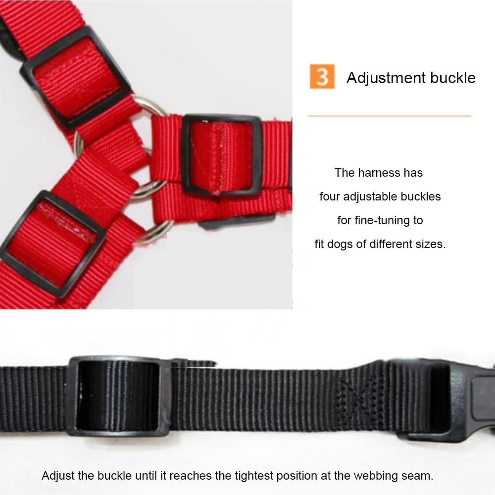 Dog Cart Pulling Harness Set with Stainless Steel Pull Rod, Adjustable No Pull Dog Harness, Heavy Duty Traction Harness for Pulling Wagon & Hauling Supplies, 4 Buckles(S)