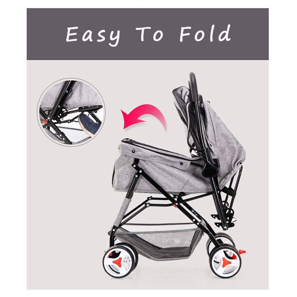 Cat/Dog Stroller Easy One-Hand Fold, 4 Wheel for Medium Small Dogs Clearance, Reversible Push Handle Pet Stroller Puppy & Kitten Carrier Extended Cockpit(Blue)