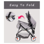 Cat/Dog Stroller Easy One-Hand Fold, 4 Wheel for Medium Small Dogs Clearance, Reversible Push Handle Pet Stroller Puppy & Kitten Carrier Extended Cockpit(Blue)