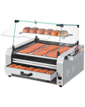 VEVOR Hot Dog Roller, 30 Hot Dog 11 Rollers, Stainless Steel Sausage Grill Cooker, 1950W Hot Dog Machine with Bun Warmer, Cover, 3 Temp Control, Side Storage Box, Oil Drip Tray, for Home & Commercial