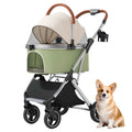Foldable Pet Stroller, 3 in 1 Dog Stroller with Removable Carrier, 4 Wheels Cat Strollers with Cup Holder and Storage Basket for Small Medium Dogs and Cats,Green
