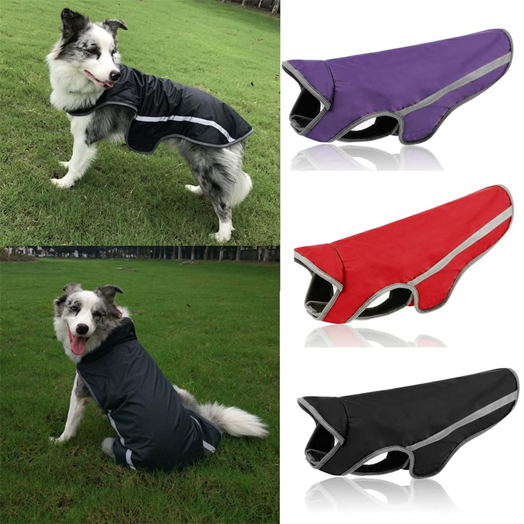 Dog Winter Coat Dog Coat Reflective pet Clothes Large Dog Clothes Warm Fleece Padded pet Clothes (Purple L)