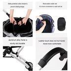 Pet Strollers Pet Stroller Four-Wheel Small and Medium-Sized Dog Stroller Cradle Detached Stroller Outdoor Pet Stroller Pet Stroller Medium(Black)