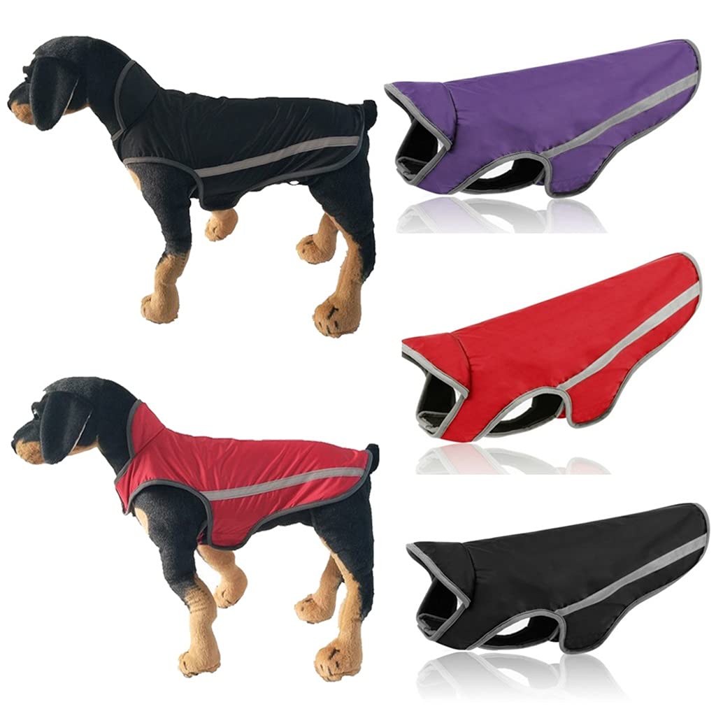 Dog Winter Coat Dog Coat Reflective pet Clothes Large Dog Clothes Warm Fleece Padded pet Clothes (Purple L)