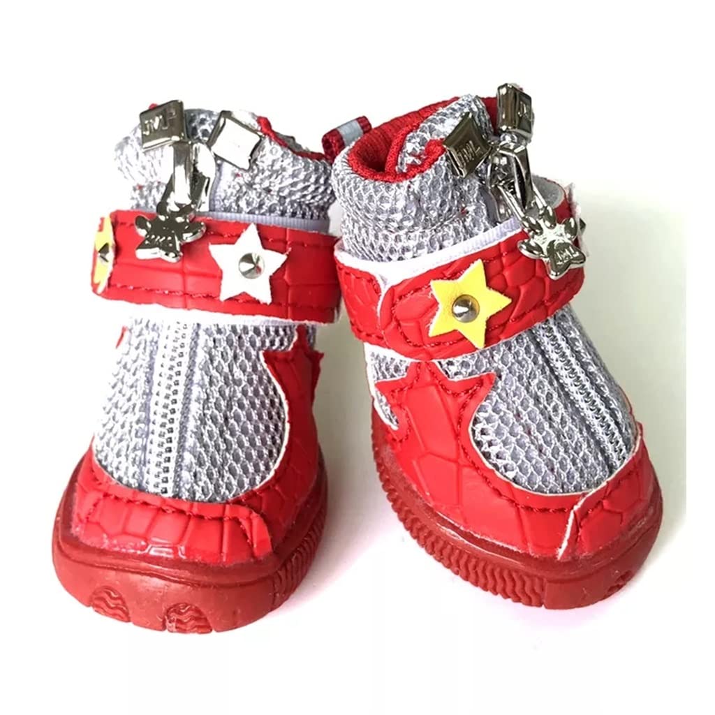 Zipper Dogs Shoes Anti Drop Spring Autumn Breathable Mesh Soft Sole Pet Shoes Outdoor Walking Puppy Sneakers (Blue 3 Code)