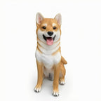 Outdoor Decorative Statue Dog Sculpture Figure Ornament Figurine Featuring Seated Pose in Fiberglass Suitable for Garden, Shiba Inu Statue, Sitting, No Basket, 28cm L X 45cm W X 58cm H