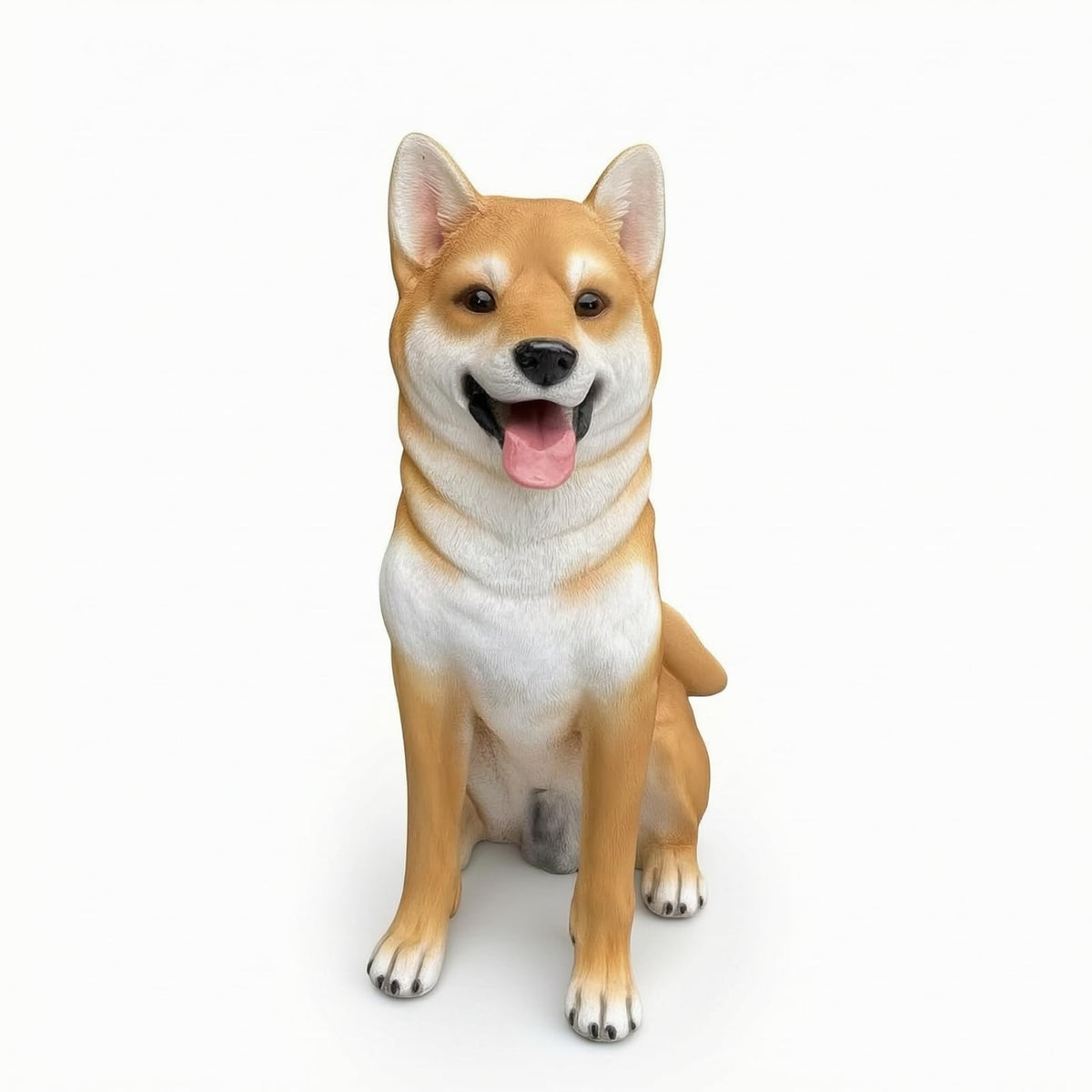Outdoor Decorative Statue Dog Sculpture Figure Ornament Figurine Featuring Seated Pose in Fiberglass Suitable for Garden, Shiba Inu Statue, Sitting, No Basket, 28cm L X 45cm W X 58cm H