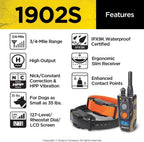 Dogtra 1902S Ergonomic 3/4-Mile IPX9K Waterproof High-Output 2-Dog Remote Dog Training E-Collar