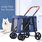 Pet Dog Stroller for Large Dogs Pet Pram Luxury Large Dog Strollers Foldable Carrier Cart Pet Pushchair 4 Wheel Stroller Carriage for Cat Dog (Green)