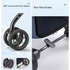 Pet Travel Stroller Foldable Cart Carriage Dog Strollers for Large Dogs, Pet Dog Stroller Folding Large Space Dog Pram Pushchair Luxury Multi Carrier for Cat Dog and More (Grey a)