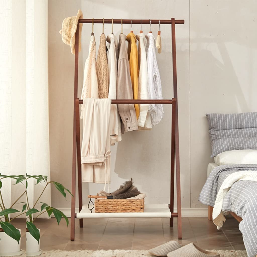 Space Saving Pet Clothes Garment Rack Foldable Wooden Dog Clothing Rack Baby Kids Clothes Rack Double Pole Dress Up Rack Entryway Bedroom (Size : 70cm)