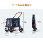 Pet Dog Stroller for Large Dogs Pet Pram Luxury Large Dog Strollers Foldable Carrier Cart Pet Pushchair 4 Wheel Stroller Carriage for Cat Dog (Green)