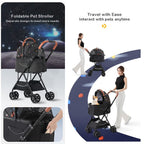 Pet Stroller Carriage for Small Medium Dogs/Cats Dog and Cat Stroller Carrier Separable Dogs Pram Stroller 4 Wheel Buggy Pushchairs Lightweight Folding Travel (Khaki)