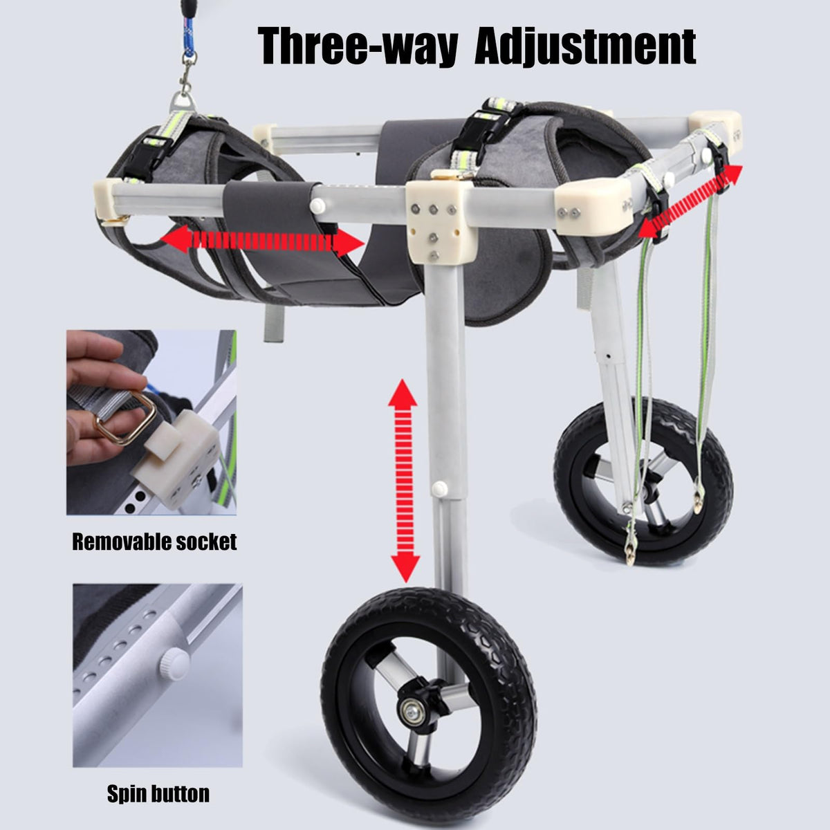 2 Tires Dog Wheelchair for Pet Mobility, Light Weight Dog Walk Support Leg Brace Adjustable, Large Medium Small Pets Wheel Chair for Hip Support(Size XXL)