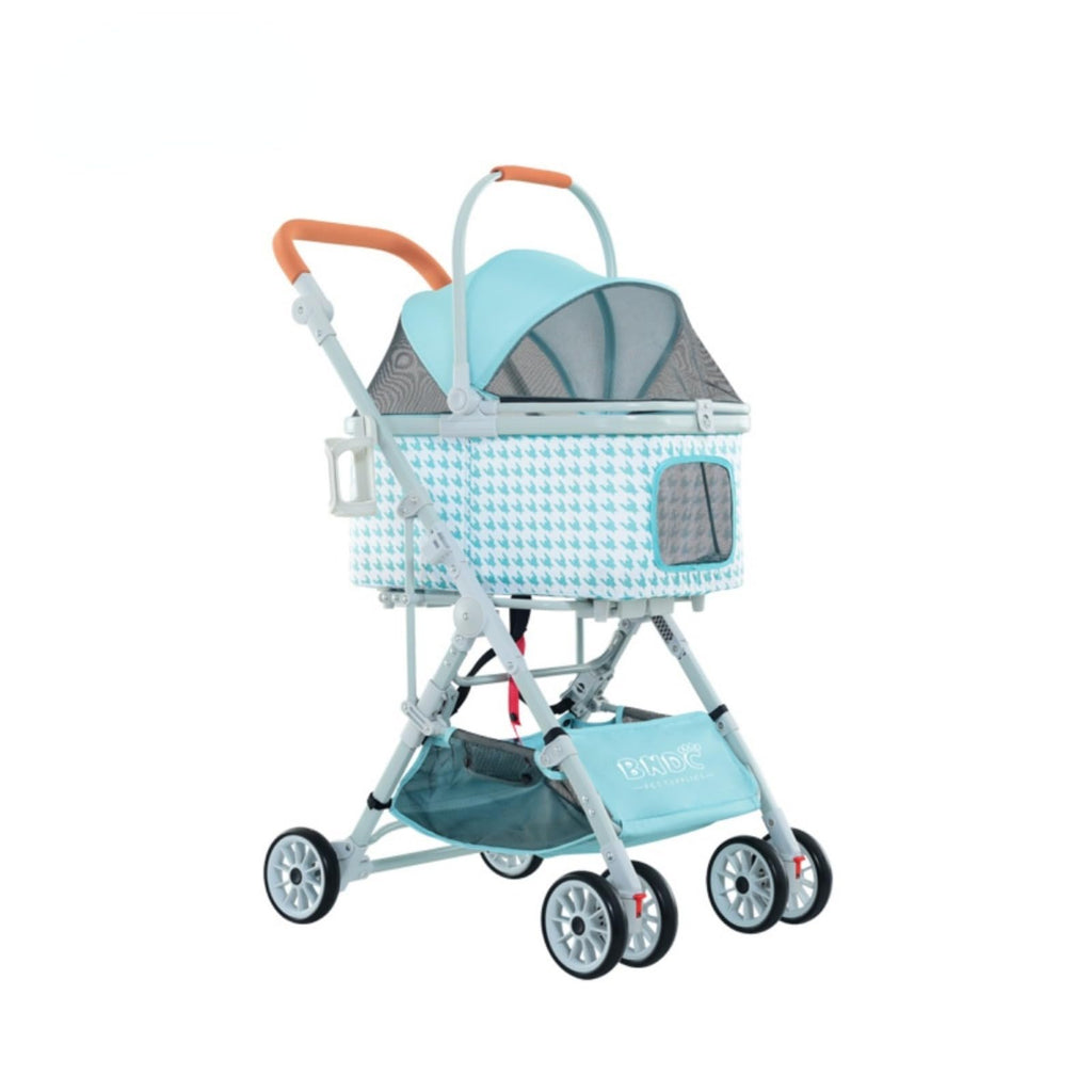 Pet Stroller, Foldable Travel Reinforced Aluminium Frame Detachable Pet Stroller 3 in 1 for Cats and Dogs (Green)