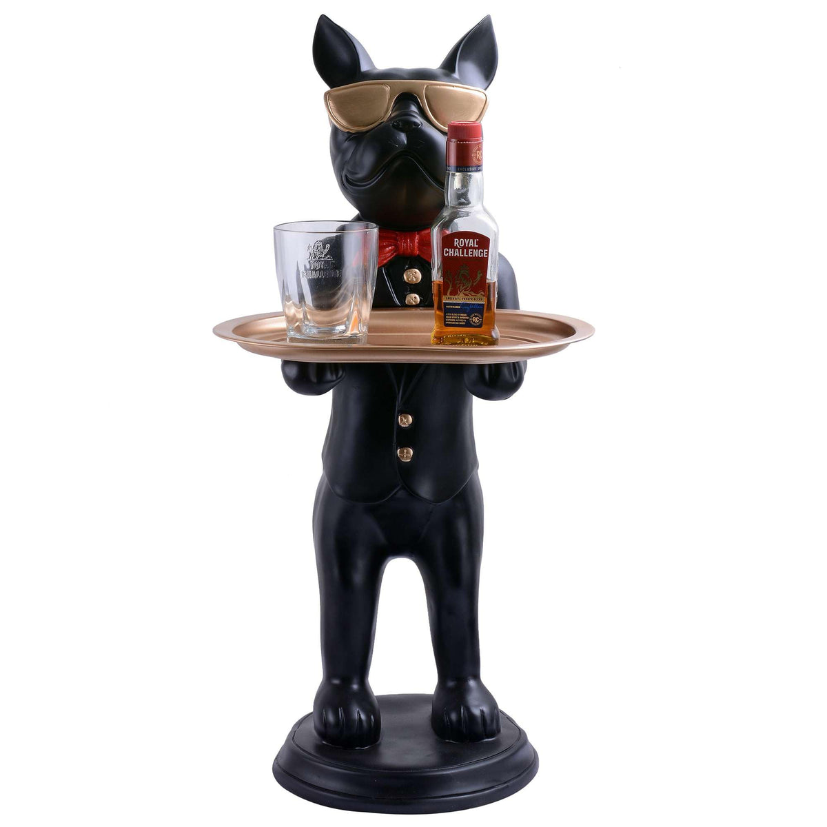 HEMADREAMSTORE Cool Dog Showpiece with Plate for Home Décor Item | Kitchen,Bedroom,Office,Dinning Table Decorative Item -08