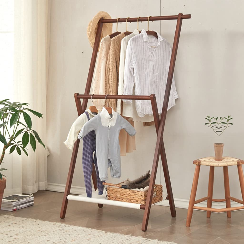 Space Saving Pet Clothes Garment Rack Foldable Wooden Dog Clothing Rack Baby Kids Clothes Rack Double Pole Dress Up Rack Entryway Bedroom (Size : 70cm)