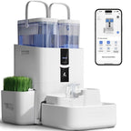 Automatic Cat Water Fountain 10L/338oz Self Filling and Cleaning, Pet Water Dispenser with Filter System for Dogs, 5G Wi-Fi Smart Bowl Wastewater Separation & No Slimy with Quiet Pumps