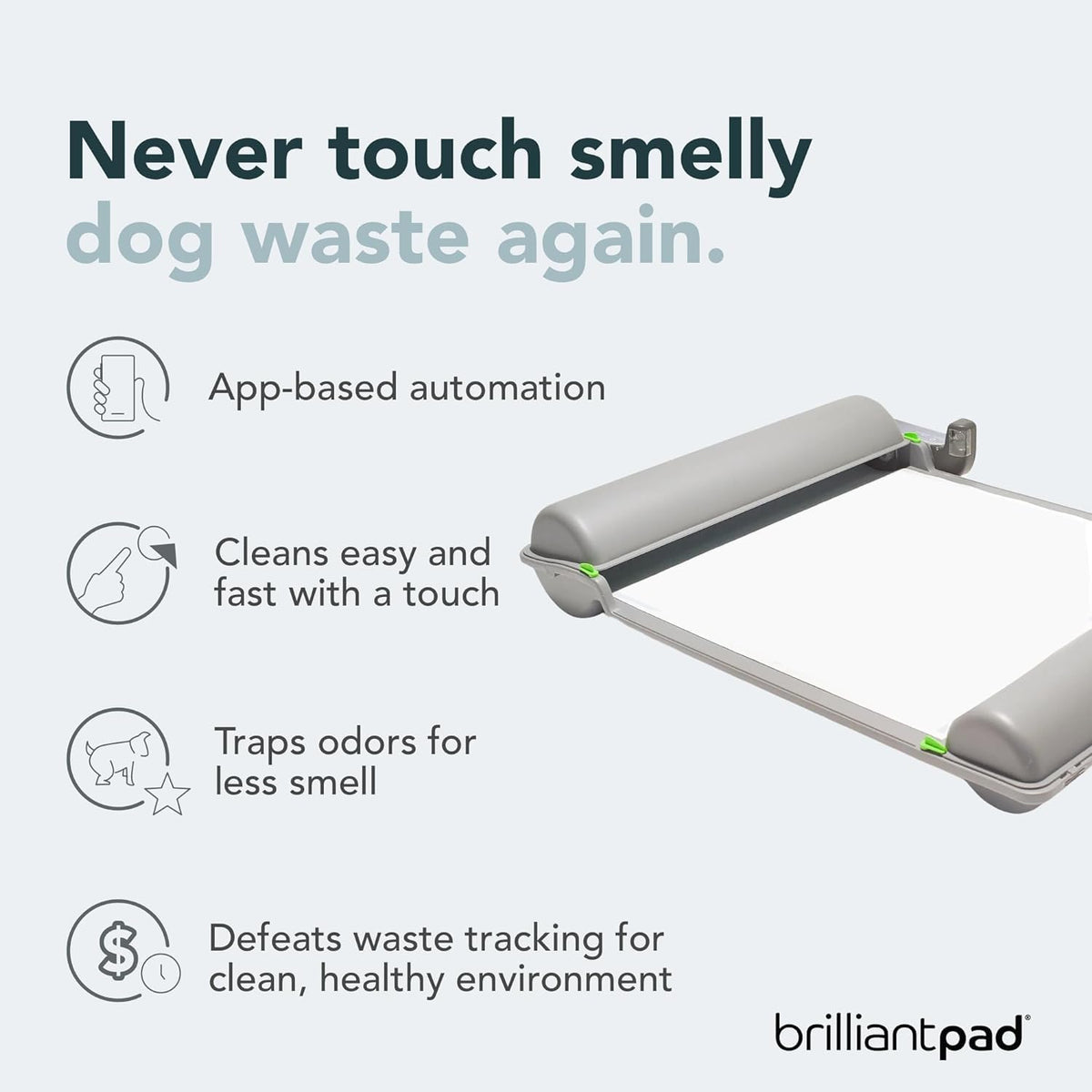 BrilliantPad Smart Self-Cleaning Indoor Dog Potty (Smartphone App + 1 Roll)