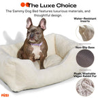 FUZI Luxury Aesthetic Dog Bed for Medium Dogs with Washable Cover, Pet Couch, Pet Bed with Sides, Non-Slip Bottom, Soft and Durable Calming Dog Bed, Faux Rabbit Fur, Medium 31.75x23.6x9.5 Soft White