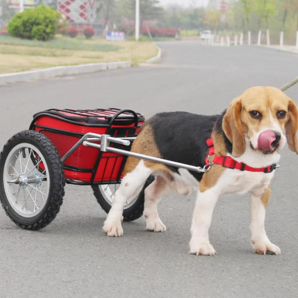 Dog Cart Pulling Harness Set with Stainless Steel Pull Rod, Adjustable No Pull Dog Harness, Heavy Duty Traction Harness for Pulling Wagon & Hauling Supplies, 4 Buckles(S)